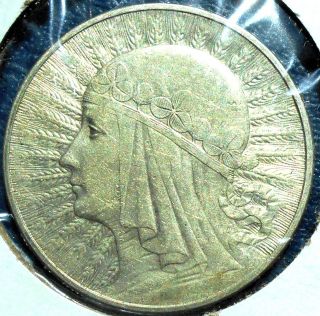 Scarce Silver 1932 Poland 10 Zlotych Queen Jadwiga Large 34mm Wb 17 photo