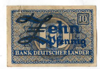X - Rare 10 Pfennig Banknote Bank Of German Countries 1948 Ok Cond photo