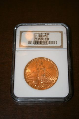 1925 St.  Gaudens $20 Gold Double Eagle Ngc Ms65 photo