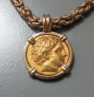 Ancient Greece Macedon Kingdom Gold Phillip Ii Coin With 14k Necklace photo