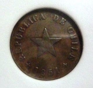 Chile Copper Coin 1 Centavo,  Km119 Xf 1851 photo