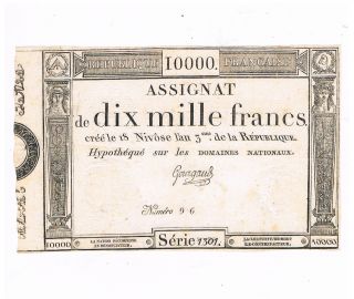 France Pa 82 Assignat French Revolution 10000 7 - 1 - 1795 Serie 1301 Sign Gourgaud photo