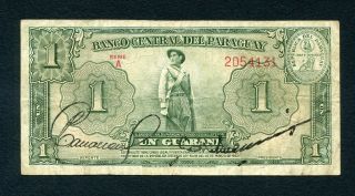 Paraguay 1 Guarani Law 1952 P - 185a Vf Large Signatures Circulated Banknote photo