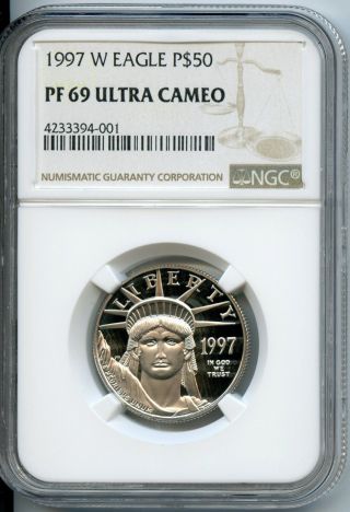 Incredible Ngc Pf69 1997 W Proof 1/2 Oz $50 Platinum American Eagle Au2211 photo