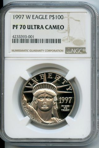 Incredible Ngc Pf70 1997 W Proof 1oz $100 Platinum American Eagle Au2209 photo