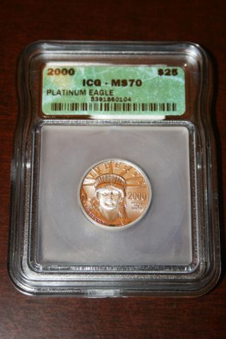 2000 American Platinum Eagle $25 (1/4 Oz. ) Icg Ms70 photo