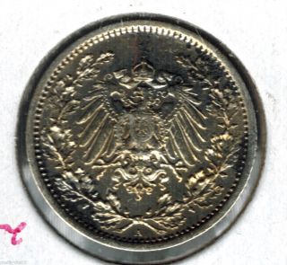 1915 A German Empire 1/2 Mark Silver Wwi Coin Great Detail Km 17 Berlin photo