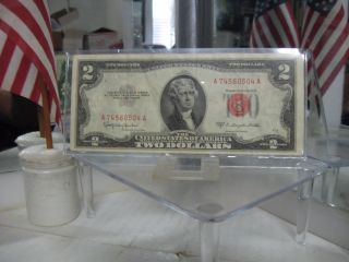 Circulated Series 1953 Two Dollar Bill In Plastic Holder photo