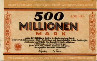 Germany 500.  000.  000 Mark 1923 Dortmund 486507 photo