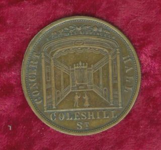 1850s Birmingham England 3d Token: Holder ' S Concert Hall Pipe Organ - Rodney Inn photo