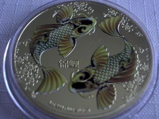 Niue 2012 $2 Feng Shui - Koi 1 Oz Silverplated Coin photo