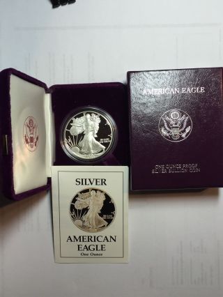 1988 S American Silver Eagle Proof 1 Oz.  Coin With U.  S.  & photo