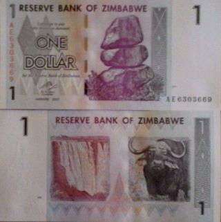 Zimbabwe 1 One Dollar Foreign Paper Money Banknote World Currency Uncirculated photo