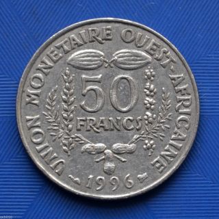 West African States 50 Caf Francs (f.  A.  O. ).  Km6.  Africa Coin.  Random Ages.  Vf photo