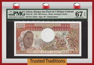 Tt Pk 2b 1978 Gabon 500 Francs Pmg 67 Epq Gem Uncirculated photo