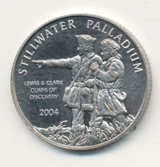 1/10 Oz Sillwater Palladium Round With Buffalo And Lewis And Clark photo