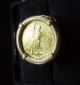 Walking Lady Liberty Gold Coin Ring - 14k Custom Ring - Size 5.  5 Gold photo 1