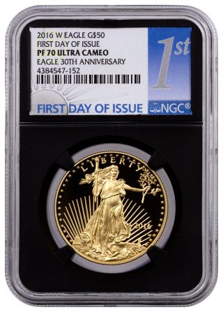 2016 - W $50 1 Oz Gold Eagle Ngc Pf70 Uc (first Day Issue / Black Core) Sku41065 photo