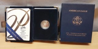 One - Tenth 1/10 Oz Proof Platinum American Eagle Bullion Coin (2006) W/ photo