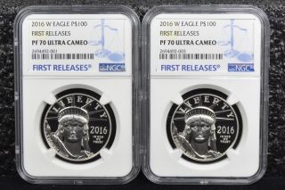 2016 - W $100 Proof American Platinum Eagle Ngc Pf70 Ultra Cameo First Releases photo
