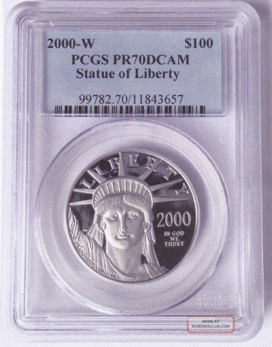 2000 - W - $100 Platinum Proof American Eagle (statue Of Liberty) Pcgs Pr70dam Platinum photo