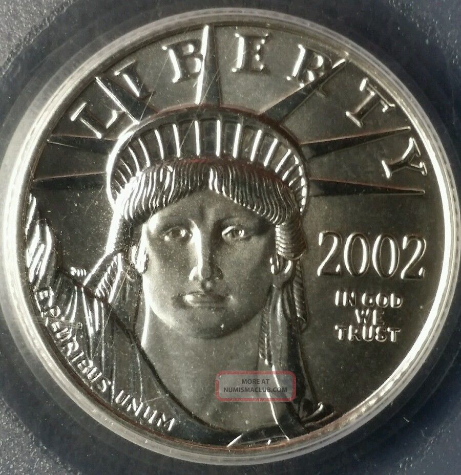 2002 $25 Statue Of Liberty 1/4 Oz Platinum Eagle Pcgs Ms69 Platinum photo