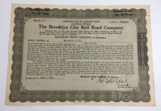 1930 The Brooklyn City Rail Road Company 1\3 Share Capital Stock Certificate photo