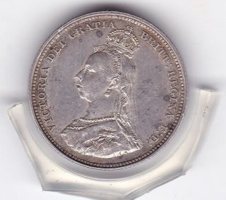 1888 Queen Victoria Sterling Silver Shilling British Coin photo