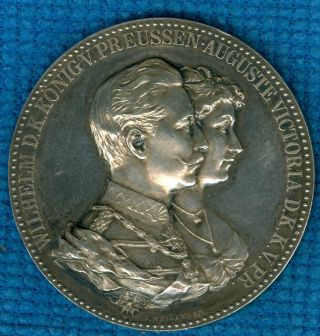 19th Cent.  German Silver Kaiser Wilhelm Ii Anniv.  Medal Engraved By E.  Weigand photo