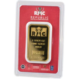 1 Oz.  Rmc Gold Bar - Republic Metals Corp - 999.  9 Fine In Assay photo