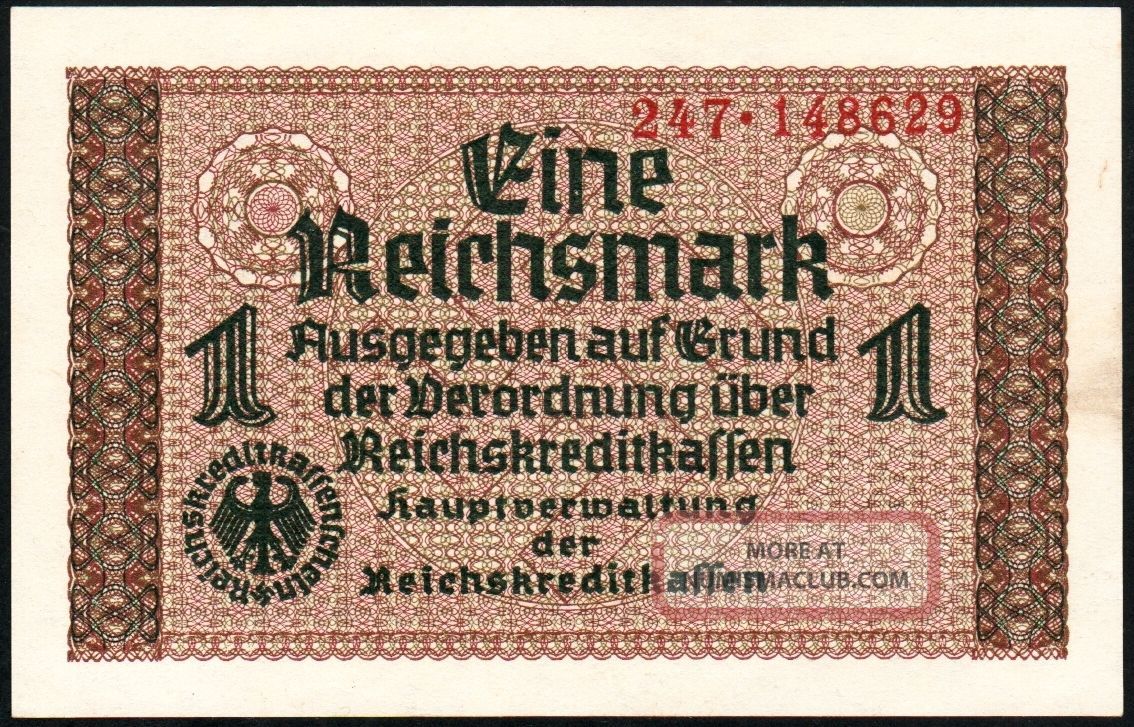 German 1 Reichsmark 1940 - 1945 - Series: 247 - 148629 - 