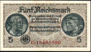German 5 Reichsmark 1940 - 1945 - Series: G18595390 - 