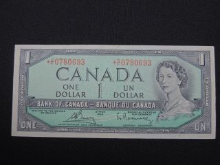 1954 $1 Dollar Bank Note Canada Replacement C/f0780693 Bouey - Rasminsky Ef - Au photo