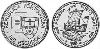 100 Escudo 1989 Discovery Of Madeira.  Portugal photo