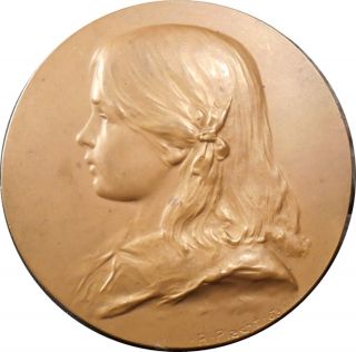 Xxrare 1903 Austrian Nouveau Ae Medal,  Portrait Of A Young Girl,  Richard Placht photo