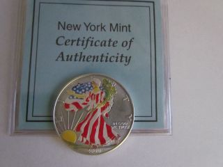 2000 Painted American Eagle Silver Dollar.  999 Fine 1oz Silver photo