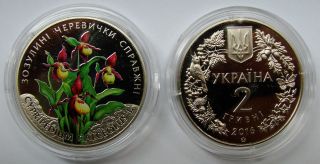 Ukraine,  2 Hryvni 2016 Coin Unc,  Lady ' S Slipper Orchid,  