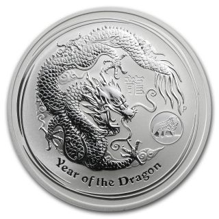 2012 1 Oz Silver Australian Year Of The Dragon Coin (lion Privy) photo
