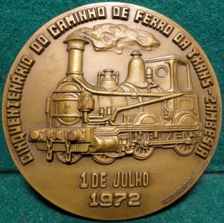 Old Train / Train,  Bridge Mozambique Railway 79mm 1972 Bronze Medal By V Berardo photo