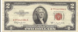 1953 C - 2 Dollar Red Seal Note - United States Note - Circulated photo