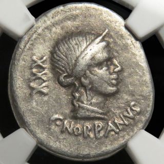 83 Bc Roman Republic C.  Norbanus Silver Ar Denarius Ngc Ch Vf photo