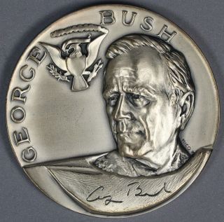 George Bush 5oz.  999 Fine Silver 1989 Inaugural Medal Medallic Art Co. photo