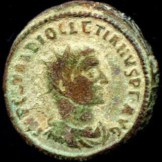 Roman Imperial Bronze Antoninianus Of Emperor Diocletian (284 - 305 Ad) photo
