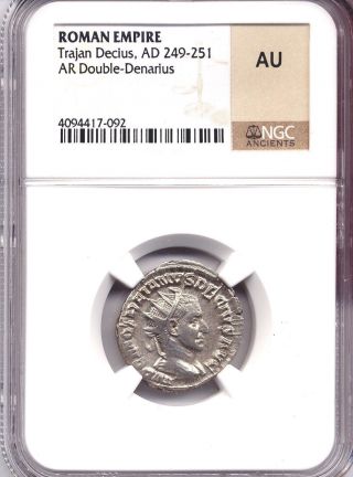 Roman Empire Trajan Decius 249 - 251 Double Denarius Ngc Au Ant Pannoniae Ac photo
