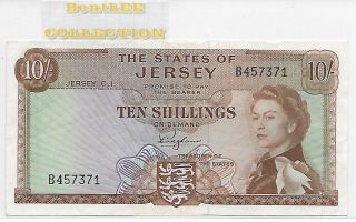 [bl] Jersey 10 Shillings,  Nd 1963,  P - 7a,  Aunc,  Qe Ii photo