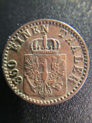 1866 A Prussia 1 Pfenning Coin - Germany photo