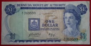 Bermuda 1978 $1 Note With First Prefix 