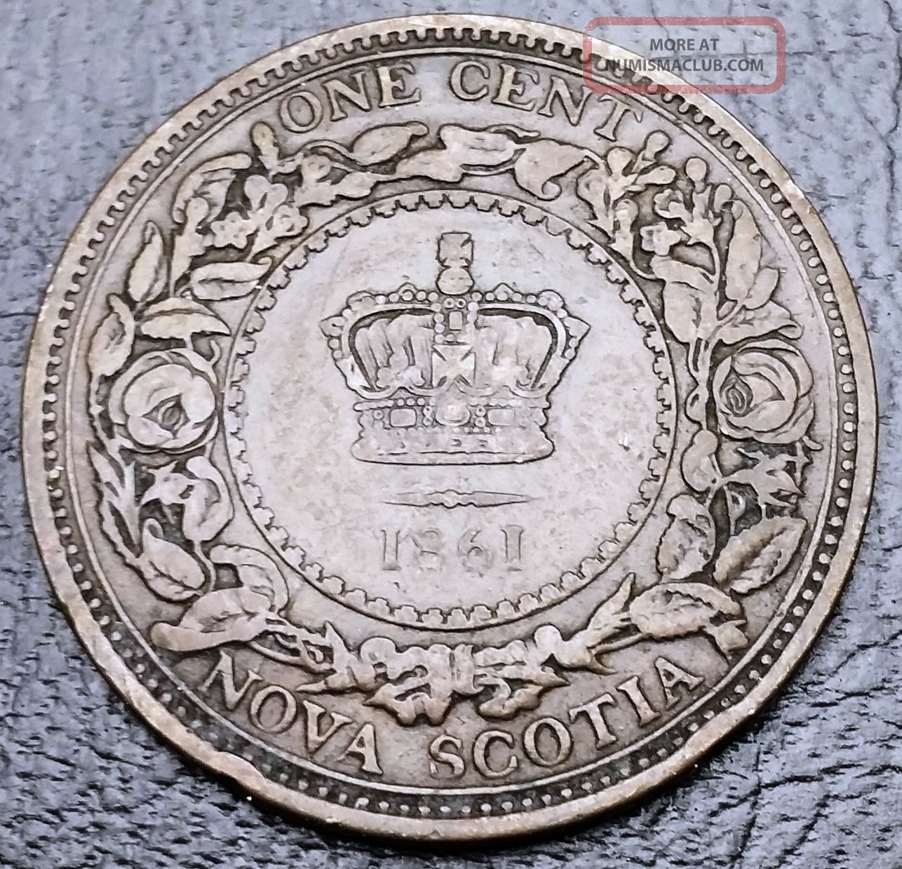 1861 Nova Scotia Canada Large Cent (1 Penny) - Queen Victoria - Combined S/h Coins: Canada photo