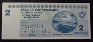 Argentina Emergency Banknote 2 Pesos,  Pick S2355 (?) Unc 2002 (catamarca) photo