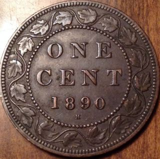 1890h Canada Large Cent Truly Stunning Higher Grade Key Date Penny Toned Look photo